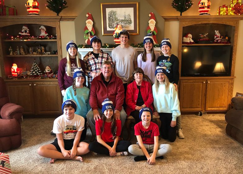 Dick and Patti Luebbe are pictured last Christmas with their 10 grandchildren. (Courtesy photo)