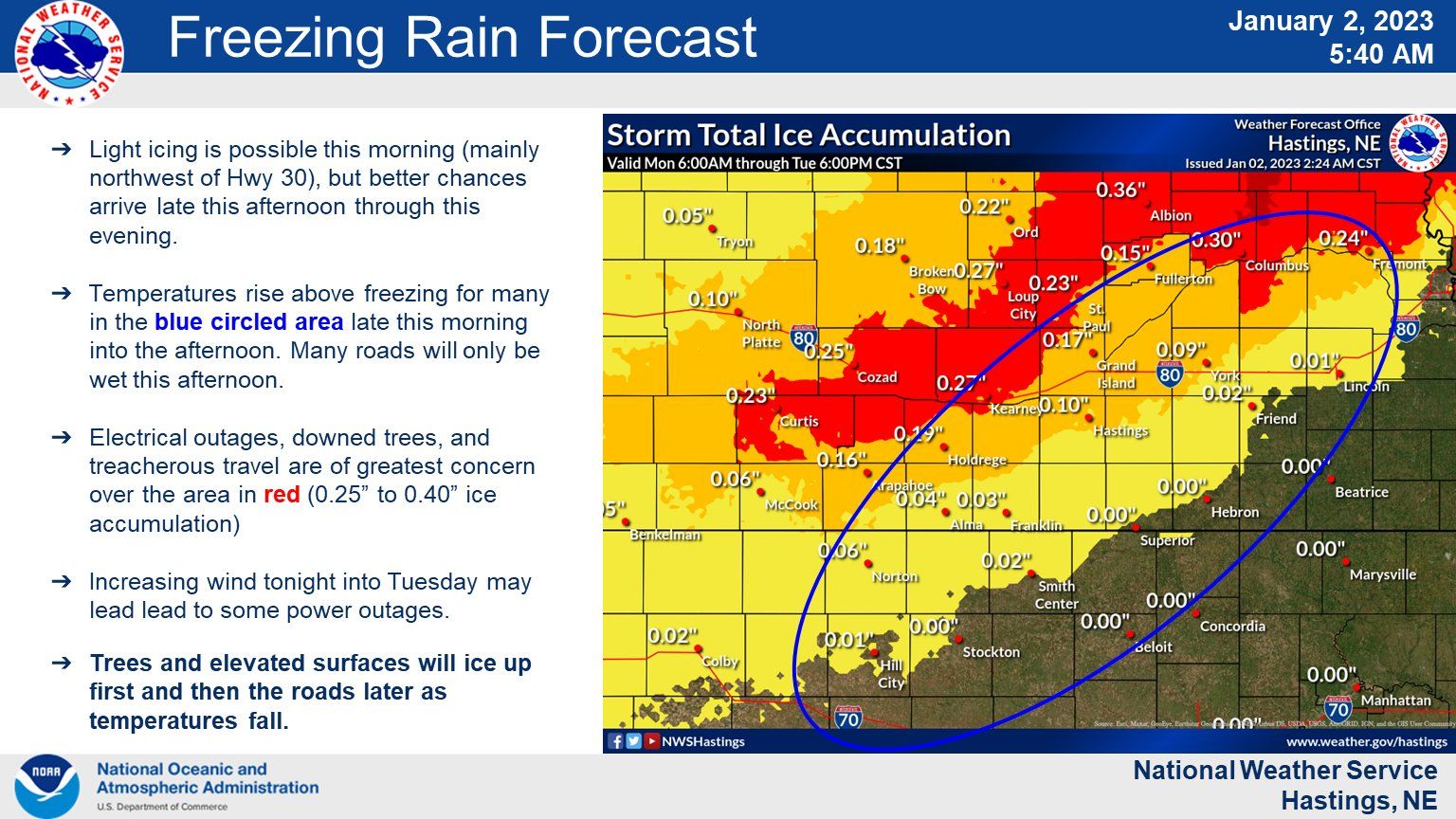 Dangerous ice, snow storm forecast to hit Central Nebraska CENTRAL