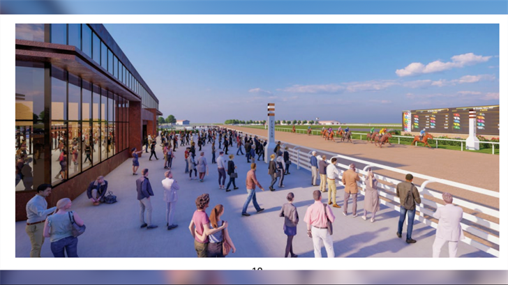 A rendering for the proposed casino and racetrack in Hastings. With the horse track license leaving town, the proposal is effectively ended.
