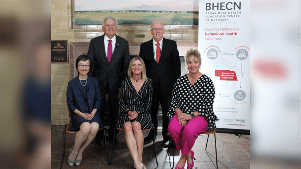 Top row from left, former Sen. John Stinner and Kenton Shaffer, MD. Bottom row from left: Cecilia Poon, PhD, Laurie Halpenny, and Robin Conyers.