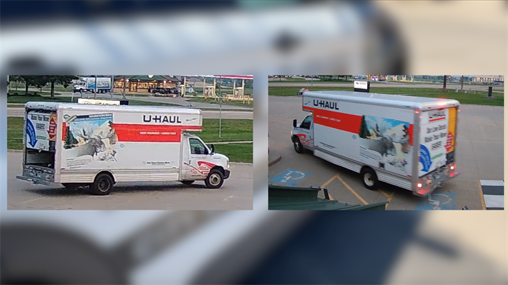 Security images of the suspect's UHaul truck. Courtesy Kearney Police