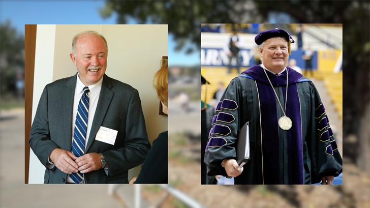 From L to R: Interim Chancellor Charlie Bicak, Chancellor Doug Kristensen. Courtesy UNK Communications
