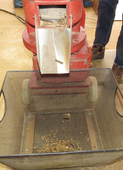 Heat generated in the pellet mill eliminates unwanted plant materials or seeds in the wool that were already broken up during the milling process.