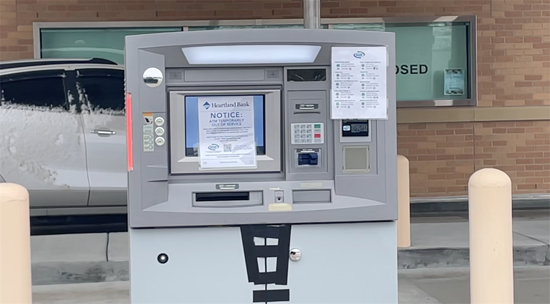 The ATM the suspects attempted to steal from at Heartland Bank.