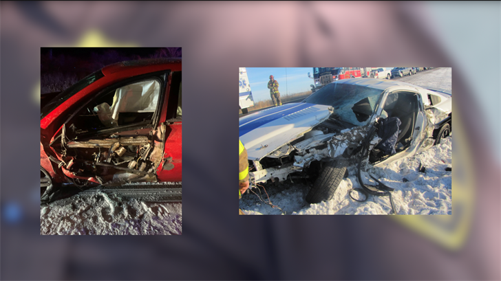2/14 accident on left, 2/22 accident on right. Courtesy Merrick County Sheriff's Office